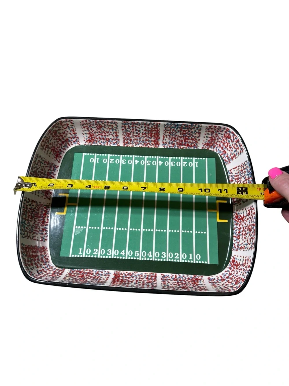 KitchenWorthy Ceramic Football Stadium Platter Tray Game Day Super Bowl Platter